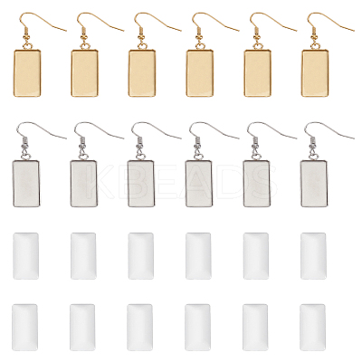 12Pcs 2 Colors 304 Stainless Steel Earring Hooks STAS-LP0002-04-1