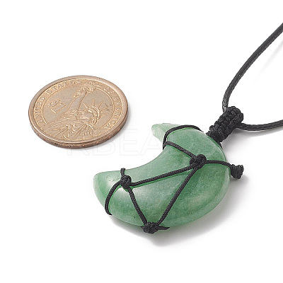 Mixed Gemstone Moon Pendant Necklaces for Women NJEW-JN04270-1