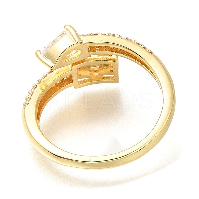 Rack Plating Brass Micro Pave Cubic Zirconia Open Cuff Rings for Women RJEW-M022-32G-1