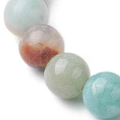 Natural Flower Amazonite Round & Synthetic Turquoise Turtle Beaded Stretch Bracelet for Women BJEW-JB09700-01-1
