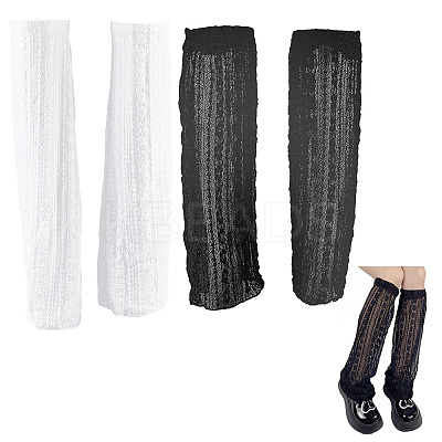 2 Pairs 2 Colors Polycotton Leg Sleeves AJEW-CY0001-30-1
