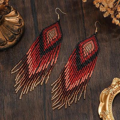 Bohemian Handmade Glass Seed Beads Dangle Earrings EM1640-1