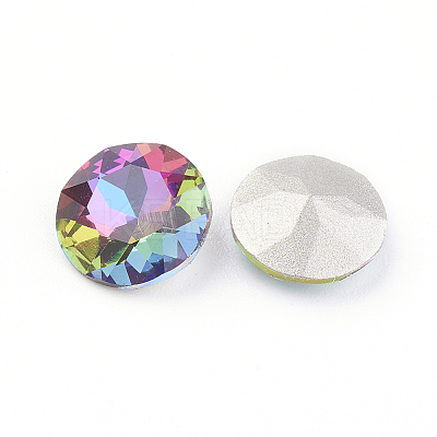 Pointed Back & Back Plated Glass Rhinestone Cabochons X-RGLA-J012-8mm-001VO-1