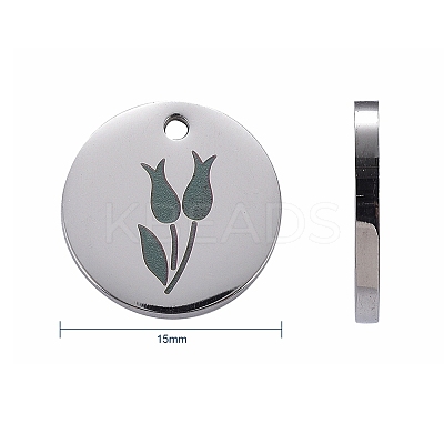 12Pcs 6 Style 304 Stainless Steel Plant Charms STAS-CJ0001-140-1