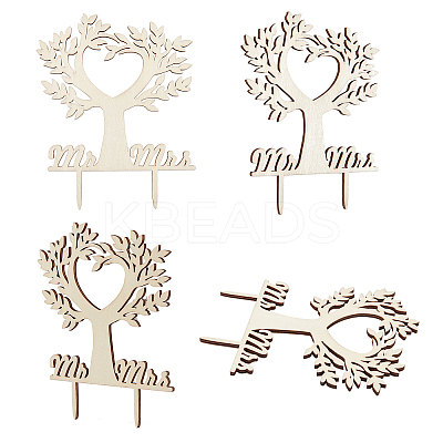 Cake Toppers Wooden Bird Tree Cake Topper for Rustic Wedding Anniversary Party Cake Decoration Supplies WOOD-WH0015-31-1