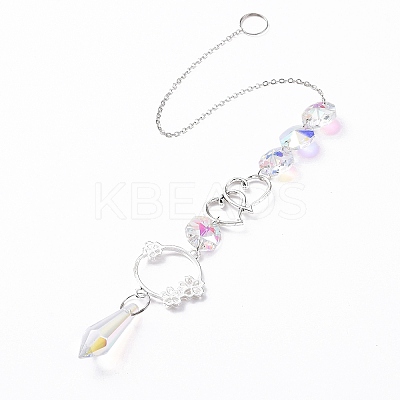 AB Color Plated Crystal Bullet Big Pendant Decorations LS-HJEW-G019-03F-1