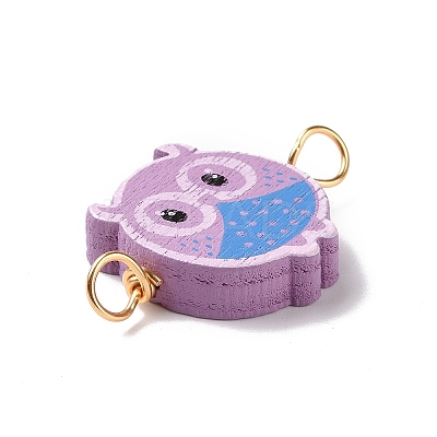 Spray Painted Wood Connector Charms PALLOY-JF01427-07-1