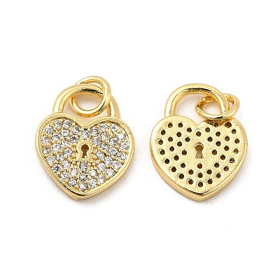 Brass Micro Pave Clear Cubic Zirconia Charms X-KK-E068-VB127-1