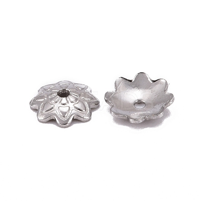 Tarnish Resistant 304 Stainless Steel 8-Petal Flower Bead Caps X-STAS-J011-03-1