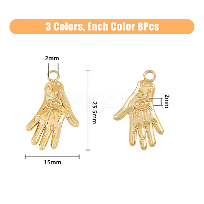 24Pcs 3 Colors 304 Stainless Steel Pendants STAS-DC0013-12-1