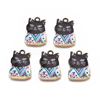 Rack Plating Alloy Enamel Pendants ENAM-T011-144B-1