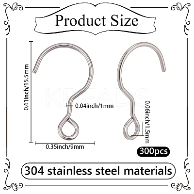 300Pcs 304 Stainless Steel S-shaped Hook STAS-SP0002-15-1