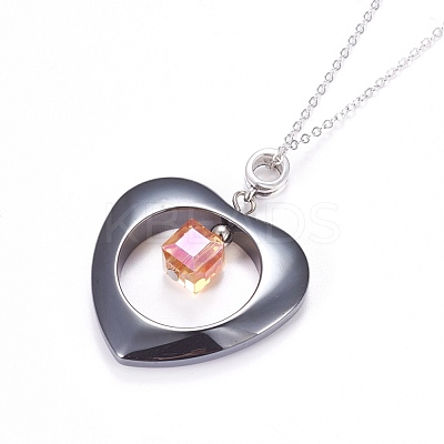 Non-Magnetic Synthetic Hematite Pendant Necklaces NJEW-JN01885-1
