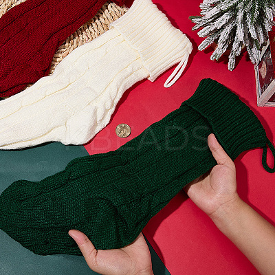 3Pcs 3 Colors Knitted Acrylic Fiber Hanging Stocking Bags AJEW-SP0004-03-1
