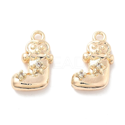 Brass Micro Pave Cubic Zirconia Charms KK-M102-01G-1