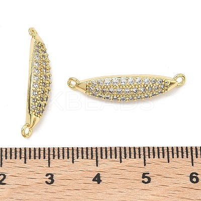 Brass Micro Pave Clear Cubic Zirconia Horse Eye Links Connector Charms KK-P345-69G-1