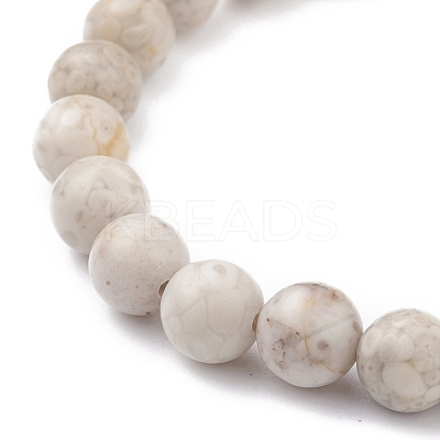 8mm Round Natural Maifanite/Maifan Stone Beads Stretch Bracelet BJEW-JB07088-02-1