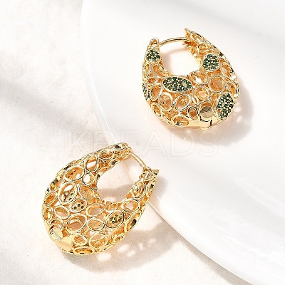 Bag Brass Micro Pave Cubic Zirconia Hoop Earrings EJEW-B148-06G-1