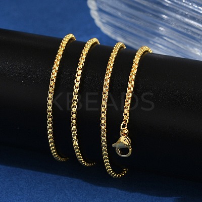 1.5mm Rack Plating Brass Box Chain Necklaces for Women Men MAK-L044-21G-1