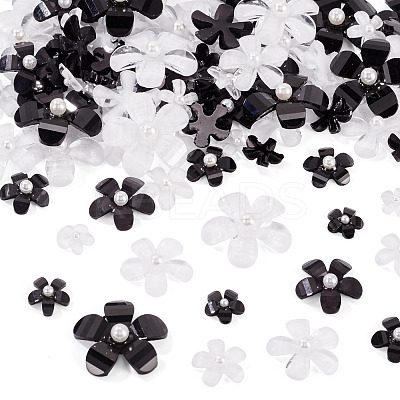 100Pcs 10 Styles Flower Resin Cabochons RESI-TA0004-28A-1