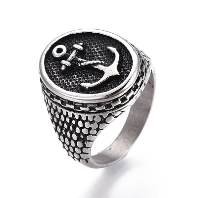 304 Stainless Steel Signet Rings for Men RJEW-O032-10AS-1