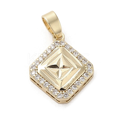 Brass Micro Pave Clear Cubic Zirconia Pendants KK-M275-49G-1