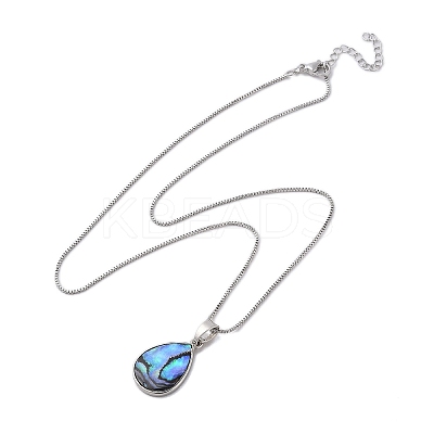 Rack Plating Natural Paua Shell Pendants Necklace NJEW-B104-01I-01P-1