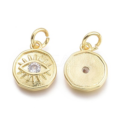 Brass Micro Pave Cubic Zirconia Pendants KK-P187-17-G-1
