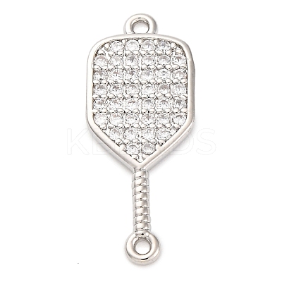 Brass Micro Pave Clear Cubic Zirconia Connector Charms KK-P288-01P-1