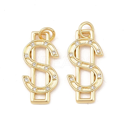 Brass Micro Pave Cubic Zirconia Pendants KK-G544-30G-1
