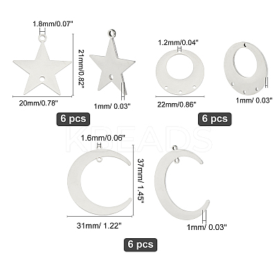 18Pcs 3 Style 201 Stainless Steel Links Connectors & Chandelier Components Links STAS-UN0021-57P-1
