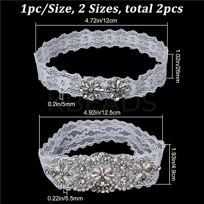 Lace Elastic Bridal Garters AJEW-WH0258-222-1