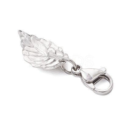 Leaf 304 Stainless Steel & Natural Tourmaline Pendant Decorations HJEW-JM03906-01-1