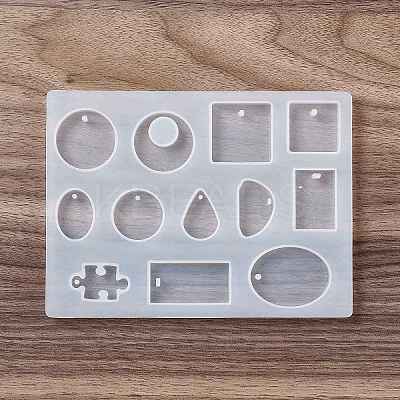 Geometrical Shape & Puzzle Piece Pendant Silicone Molds X-DIY-D076-03-1