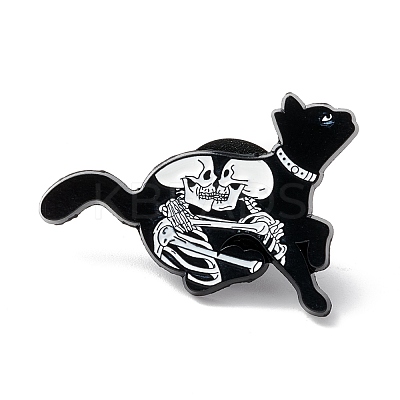 Cat with Skeleton Enamel Pin ENAM-K053-55-1