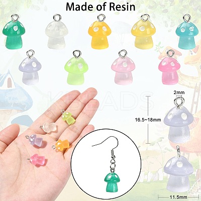 45Pcs 9 Colors Luminous Translucent Resin Pendants RESI-CJ0003-23-1