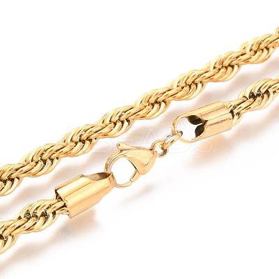 304 Stainless Steel Rope Chain Necklaces NJEW-F226-03G-10-1