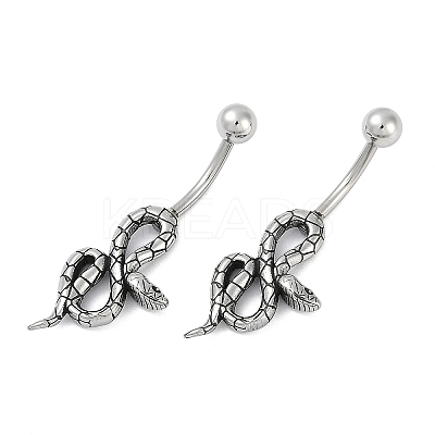 Snake 316 Surgical Stainless Steel Belly Button Rings EJEW-G416-18C-AS-1