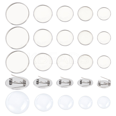DIY Blank Dome 304 Stainless Steel Brooch Making Kit DIY-UN0056-16-1