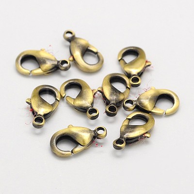 Brushed Antique Bronze Eco-Friendly Brass Lobster Claw Clasps KK-M154-41AB-A-NR-1