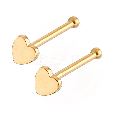 Heart 304 Stainless Steel Nose Studs X-AJEW-L056-04G-1