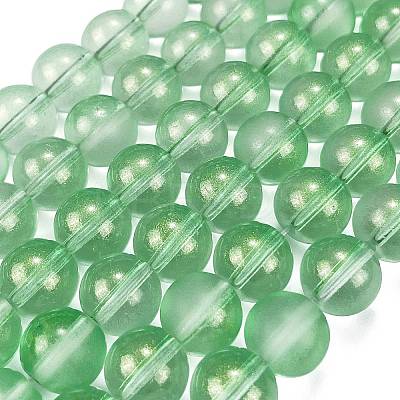 Frosted Transparent Glass Bead Strands GLAA-P065-10mm-04-1