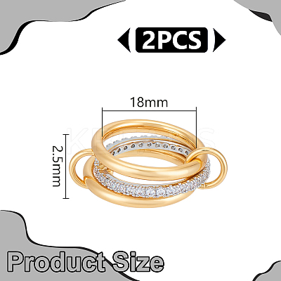 2Pcs Stainless Steel Micro Pave Cubic Zirconia Finger Rings RJEW-UN0003-10A-1