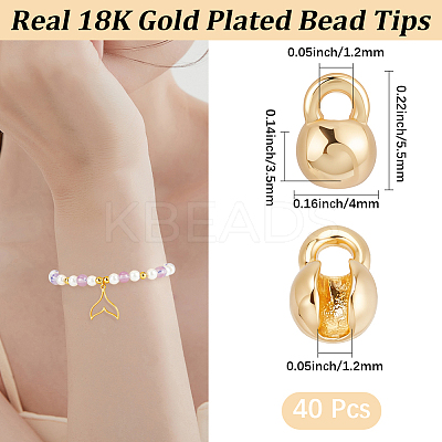 40Pcs Brass Bead Tips KK-BBC0025-34-1