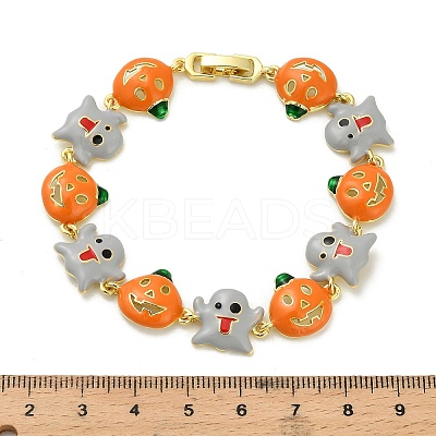 Halloween Brass Enamel Link Bracelets for Women BJEW-B149-01P-1