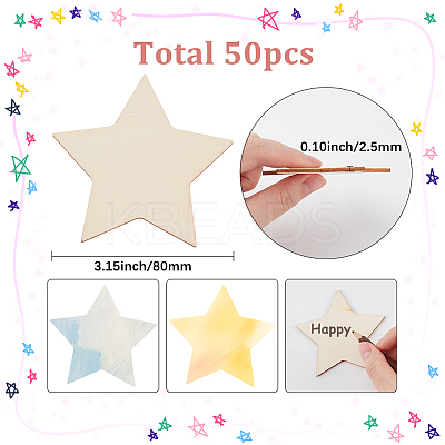 50Pcs Wood Cutouts DIY-SP0004-64A-02-1