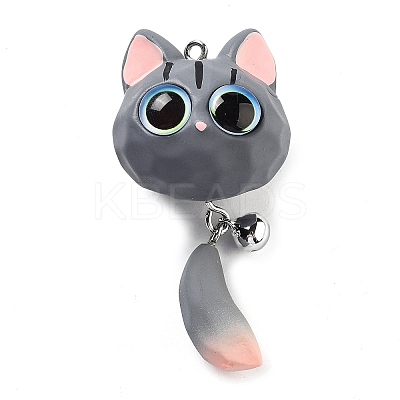 Opaque Resin Kitten Bell Big Pendants RESI-A032-01P-01-1