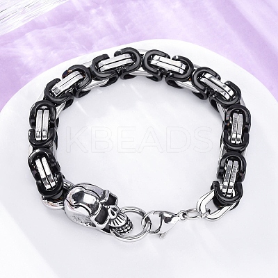201 Stainless Steel Byzantine Chain Bracelets BJEW-B078-160P-1