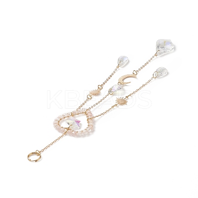 Glass Teardrop & Star Window Hanging Suncatchers HJEW-JM00905-01-1
