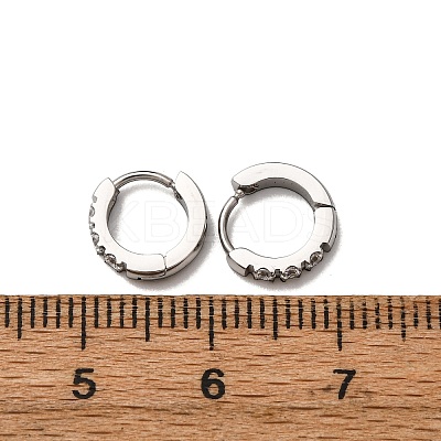 304 Stainless Steel Clear Cubic Zirconia Hoop Earrings EJEW-D331-18A-P-1